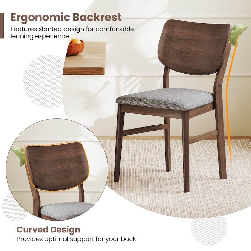Gymax Dining Chairs Set of 2 w/ Rubber Wood Frame Padded Seat Curved