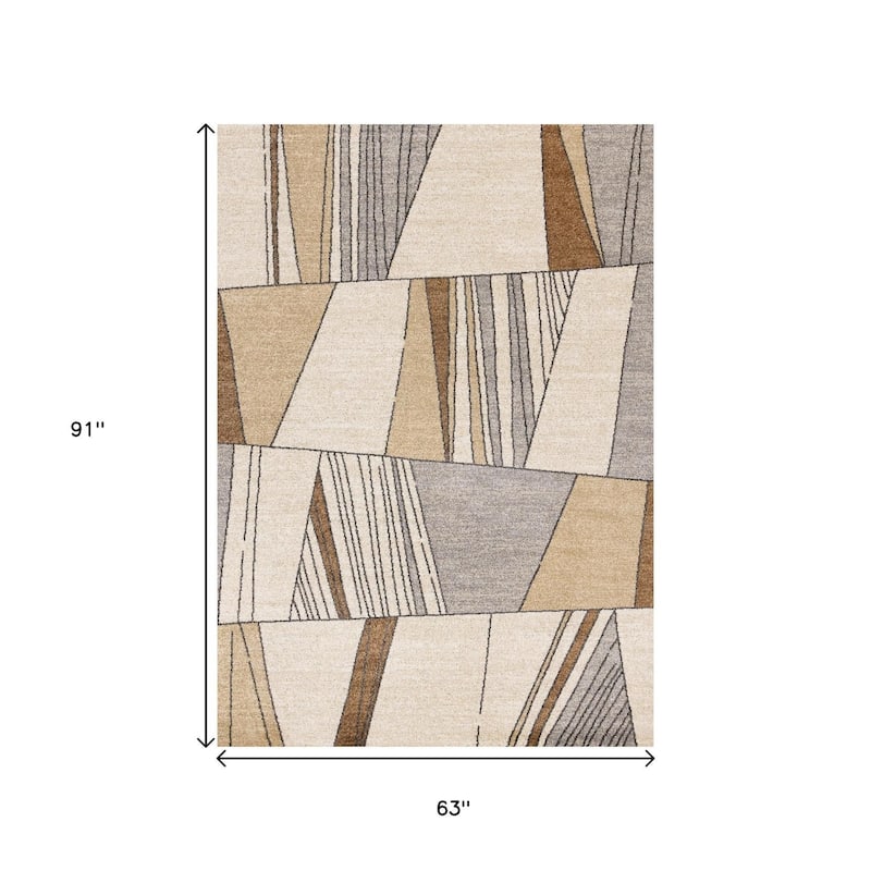 HomeRoots Geometric Modern Rectangle Area Rug - 5' X 8'