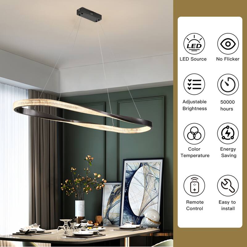 Modern Led Chandelier Dimmable Pendant Light Kitchen Island Lighting