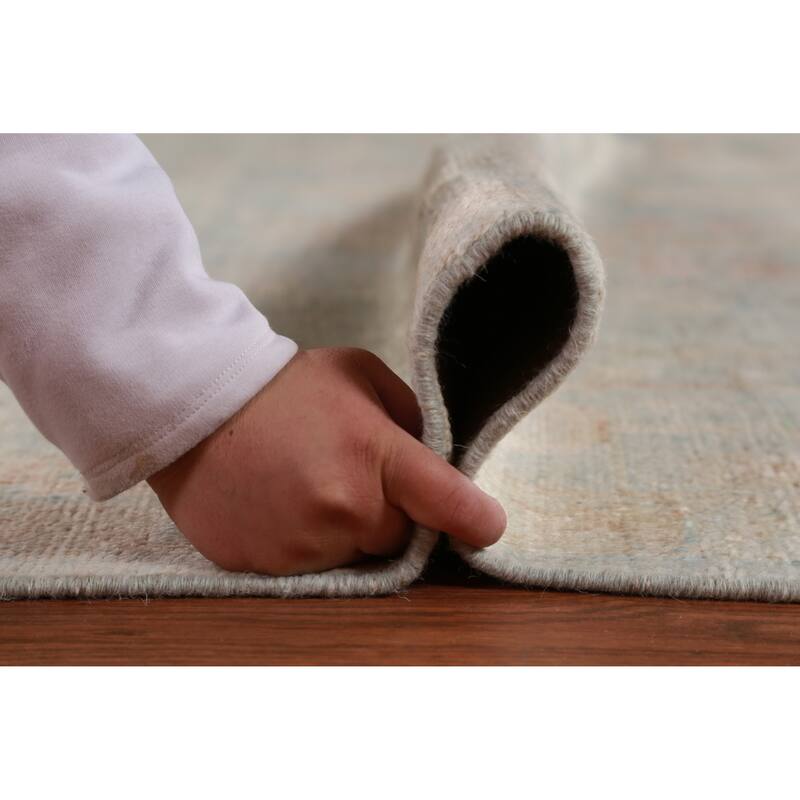 Hand Knotted Oriental 100% Wool Carpet Transitional All-Over Navy Blue & Blues Oushak Area Rug - 13' 7'' X 9' 10''