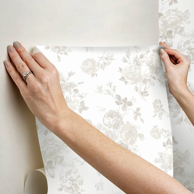 LoveShackFancy Everblooming Rosettes Dove Peel and Stick Wallpaper