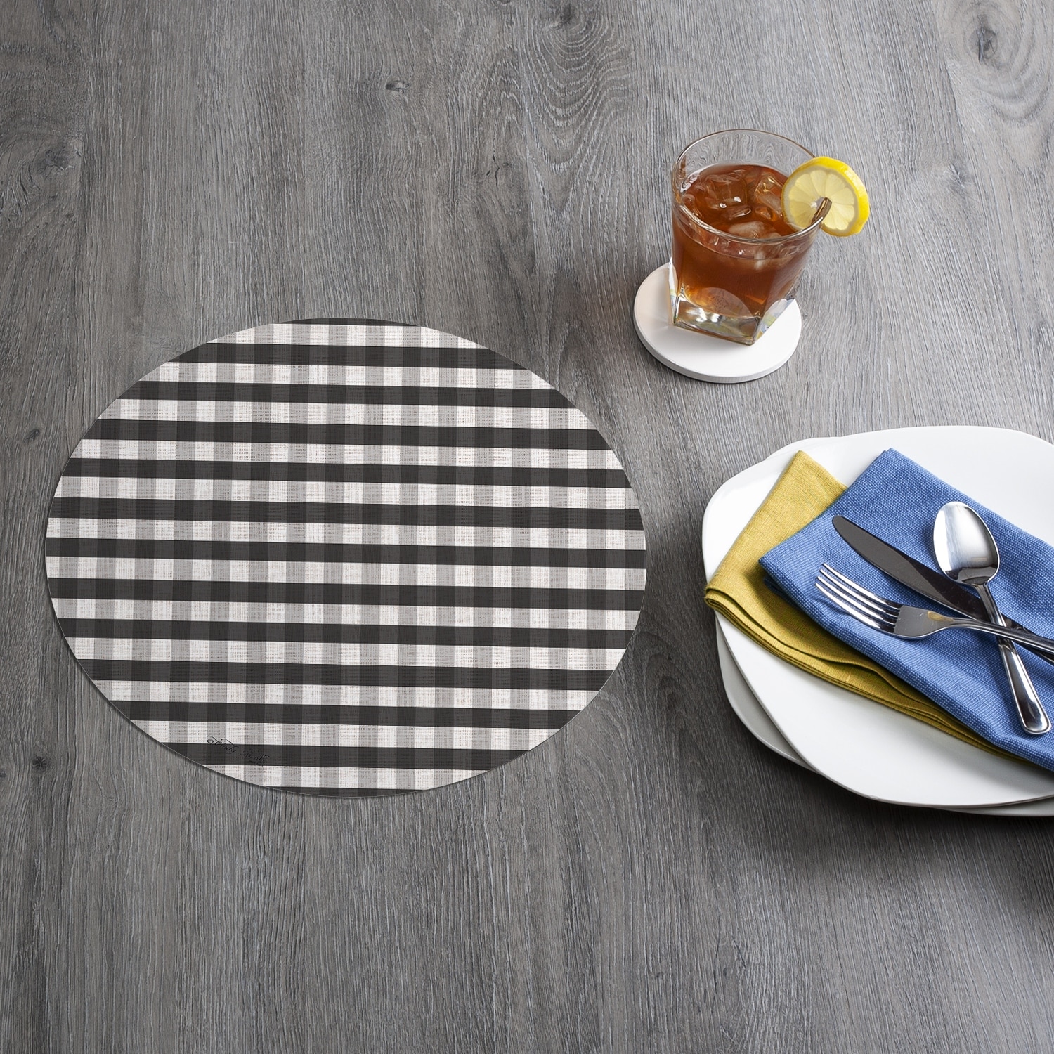 Set of 4 Wipe-Clean Reversible Wedge Shaped Placemats Bold Blooms 