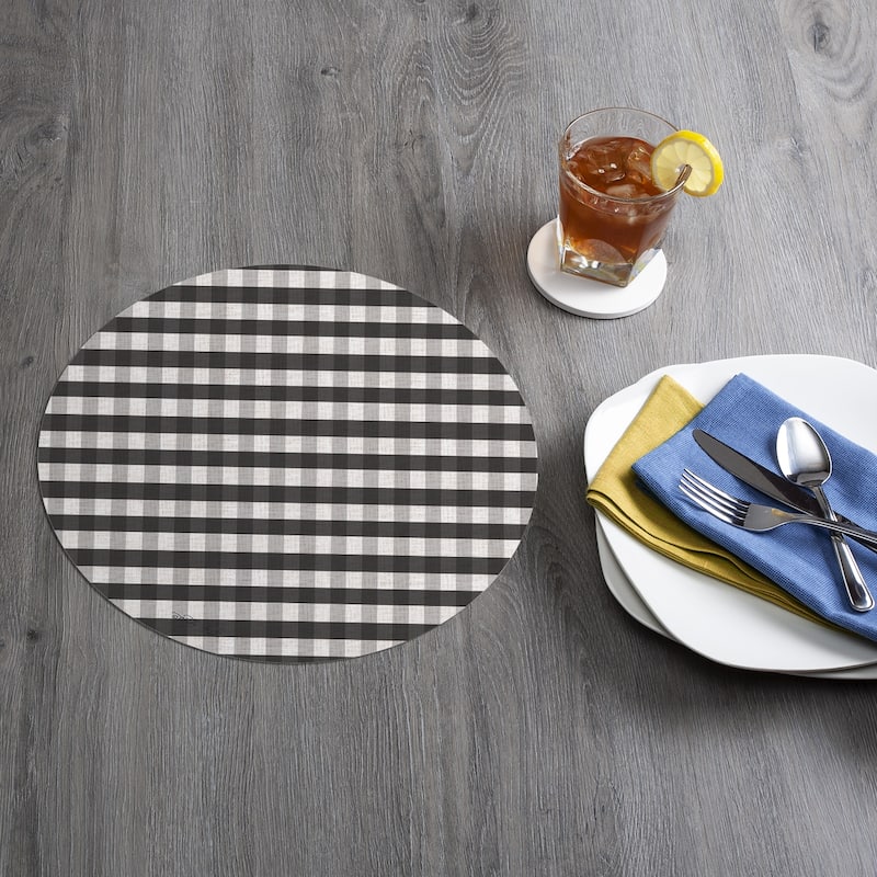 Reversible Wipe-clean Round Shaped Placemats Set of 4 - Vintage Farmhouse