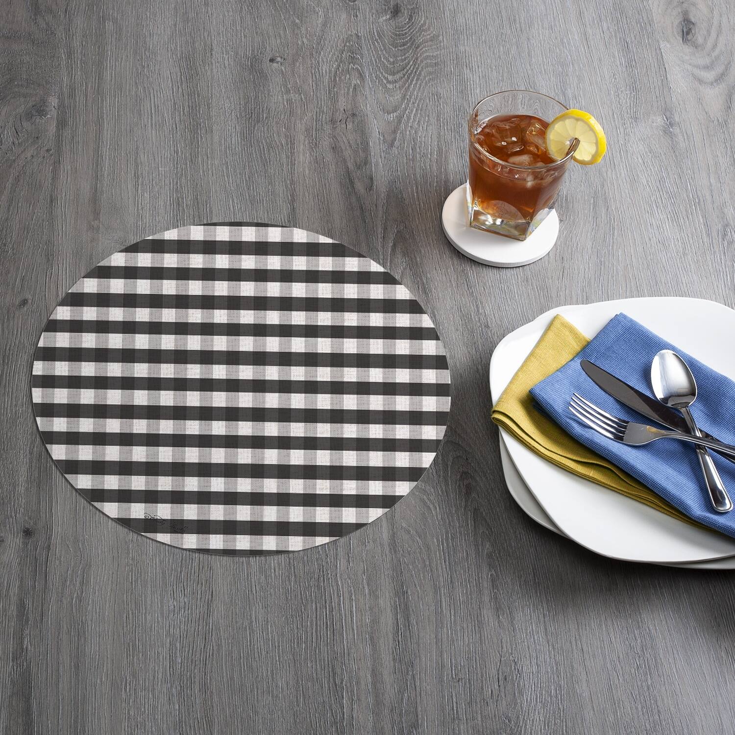 Reversible Wipeclean Round Shaped Placemats Set of 4 Vintage