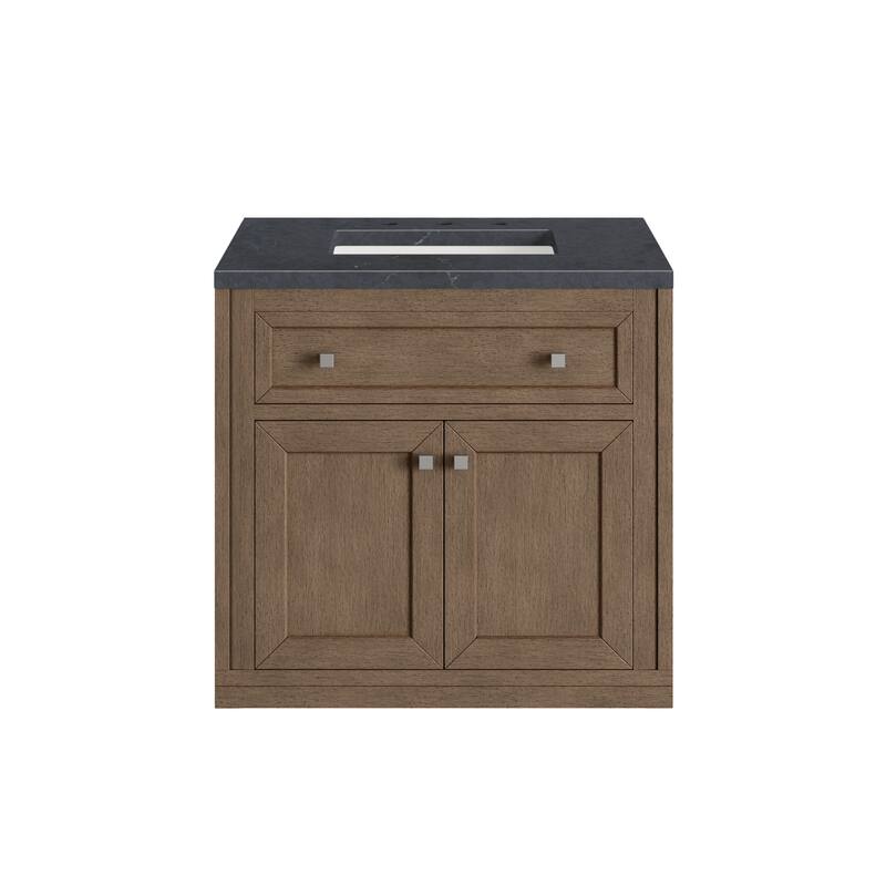 James Martin Vanities Chicago 30" Single Vanity, Whitewashed Walnut - Charcoal Soapstone Quartz