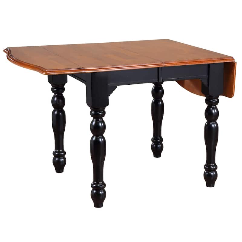 Extendable Dining Table 72 Inch - Rectangular Drop Leaf Table Seats 8 - Antique Black & Cherry Finish