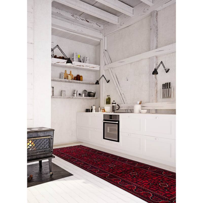 ECARPETGALLERY Hand-knotted Finest Khal Mohammadi Red Wool Rug - 2'10 x 10'3