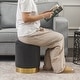 preview thumbnail 85 of 88, Adeco Round Storage Ottoman Footrest Stool Velvet Gold Plating Base