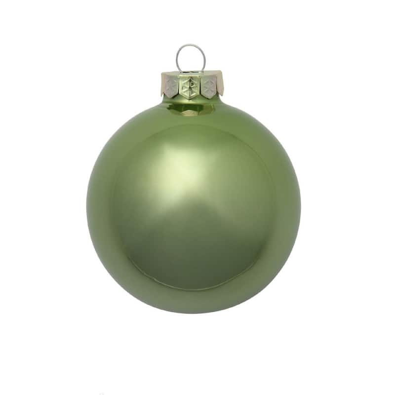 Pearl Glass Christmas Ball Ornaments - 6" (150mm) - Green Lime - 2ct