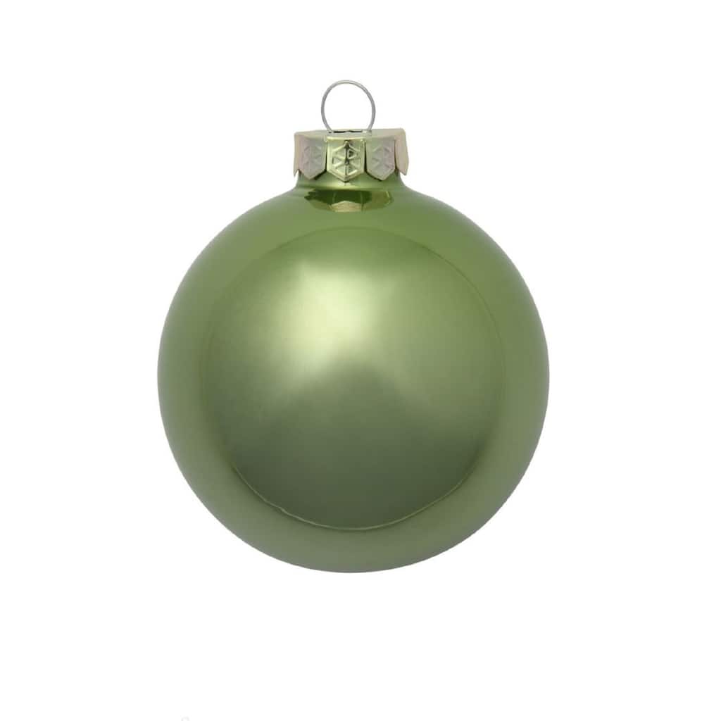 Petite Pearl Finish Glass Christmas Ball Ornaments - 1.25" (30mm) - Lime - 40ct