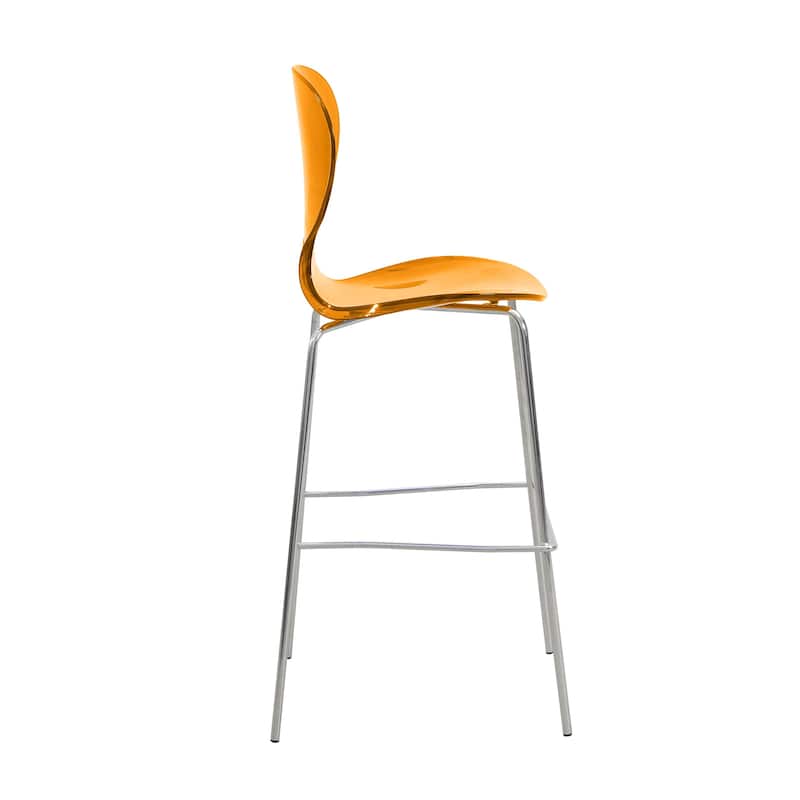 30 in. Seat Height Acrylic Plastic Barstool in Chrome Steel Frame Armless with Footrest
