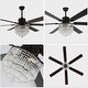 preview thumbnail 20 of 18, Cusp Barn 65" Ceiling Fan with Light and Remote,Modern Gorgeous Crystal Light Fixture,Silent Reversible Motor Fan Light,6-Speeds
