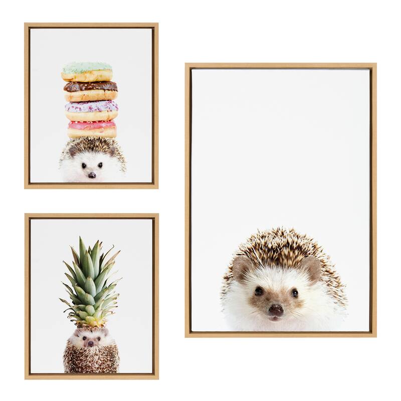 Kate and Laurel Sylvie Hedgehog Canvas Art Set by Amy Peterson - 3 Piece Set