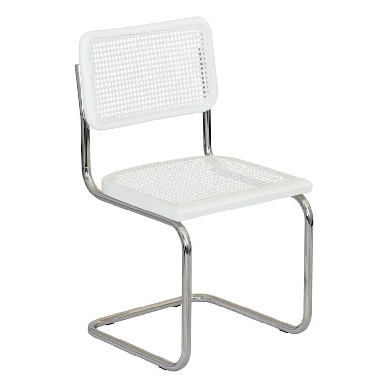 Breuer Chair Company Marcel Breuer Cesca Cane Cantilever Side Chair w/ Chrome Steel Frame (Various Wood & Cane Colors) - All-White