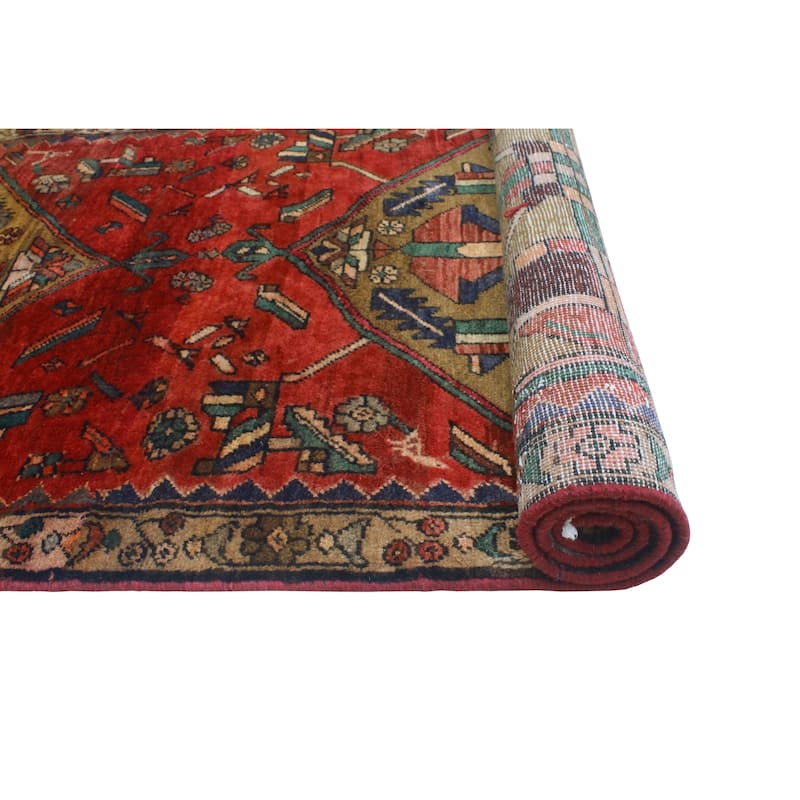 Fine Vintage Distressed Ghani Red/Brown Runner - 2'11" x 7'3"
