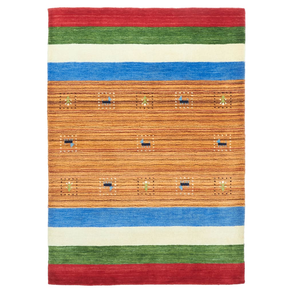 ECARPETGALLERY Hand Loomed Kashkuli Gabbeh Copper Wool Rug - 4'1 x 5'9