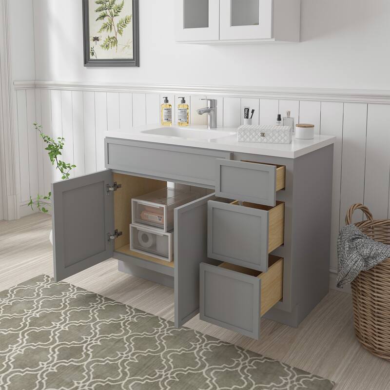 Vanity Art 42" Birch Freestanding Bathroom Vanity Cabinet without Top