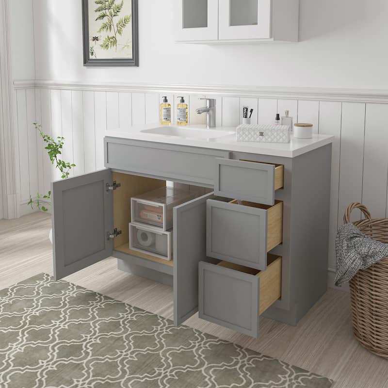 Vanity Art 48" Birch Freestanding Bathroom Vanity Cabinet without Top