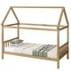 preview thumbnail 35 of 44, Twin Size House Bed with Headboard and Footboard, Underbed Storage - Rubberwood House-shaped Bed Frame for Children's Room