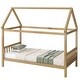 preview thumbnail 33 of 44, Twin Size Solid Wood House Frame Platform Bed, with Headboard and Footboard, with Underbed Storage Space, Minimalist Kids Bed