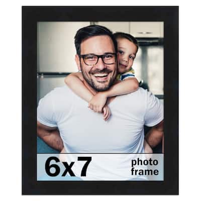 6x7 Frame Black Solid Wood Picture Frame | 0.75 Inch Moulding Width |