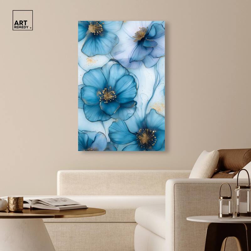 Gilded Cyanescence Canvas by Art Remedy, Gallery Wrapped