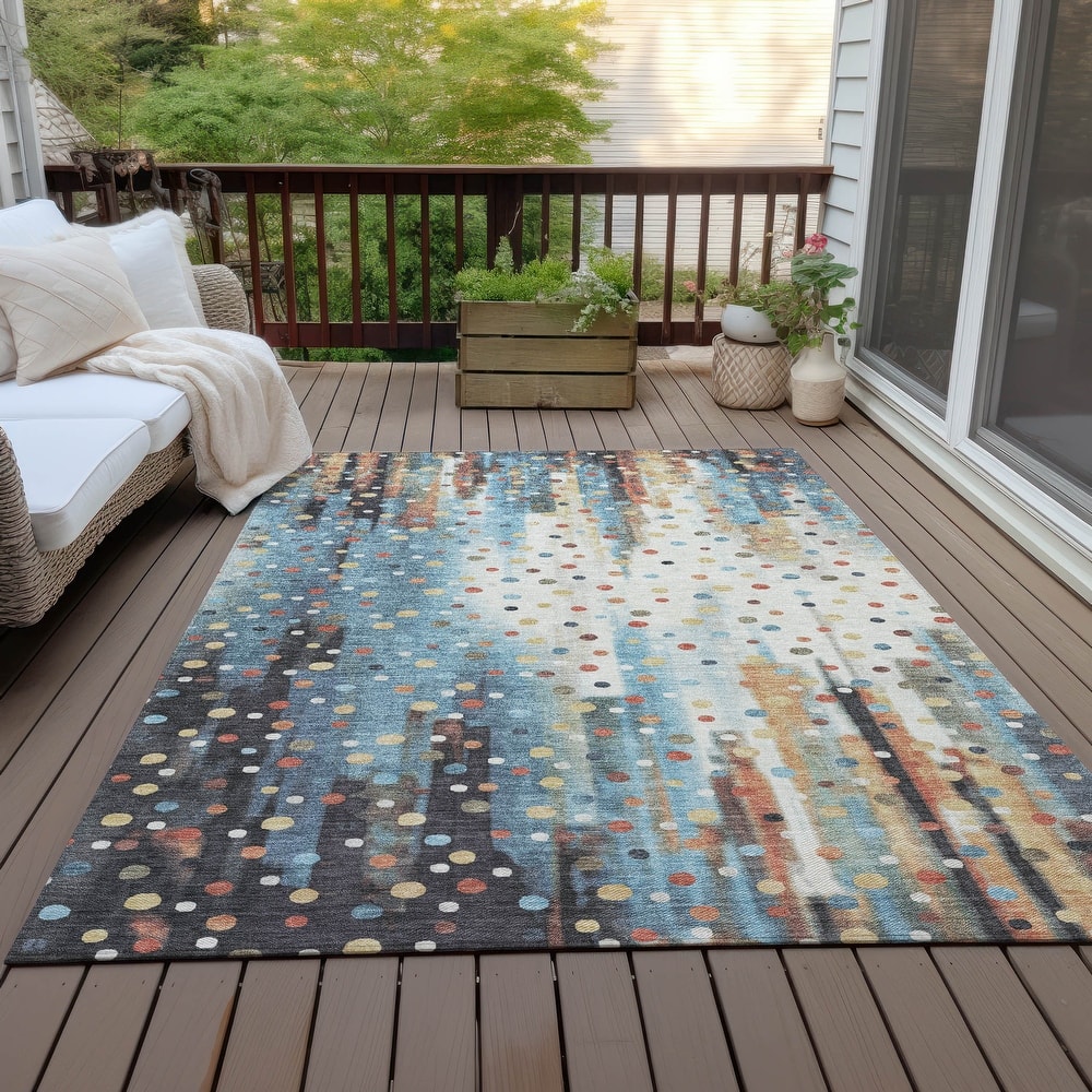 Machine Washable Indoor/Outdoor Modern Confetti Chantille Rug