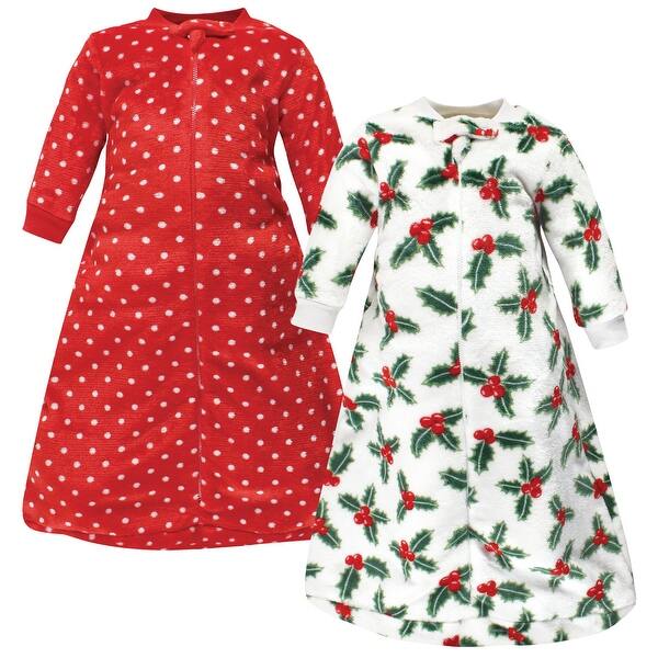 slide 1 of 1, Hudson Baby Infant Girl Plush Long-Sleeve Sleeping Bag, Sack, Wearable Blanket, Holly, 0-9 Months - Holly - 0-9 Months 0-9 Months - Holly