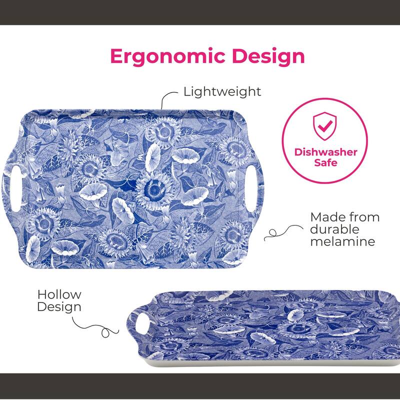 Pimpernel Blue Room Sunflower Large Melamine Handled Tray - 18.9" x 11.6"