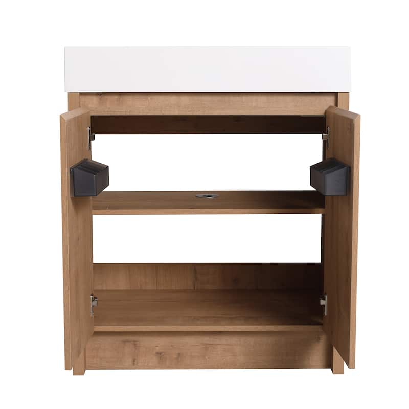 Bathroom Vanity With Sink In 24/30 Inch, Freestanding Bathroom Vanity With Soft Close Door And Adjustable Shelves
