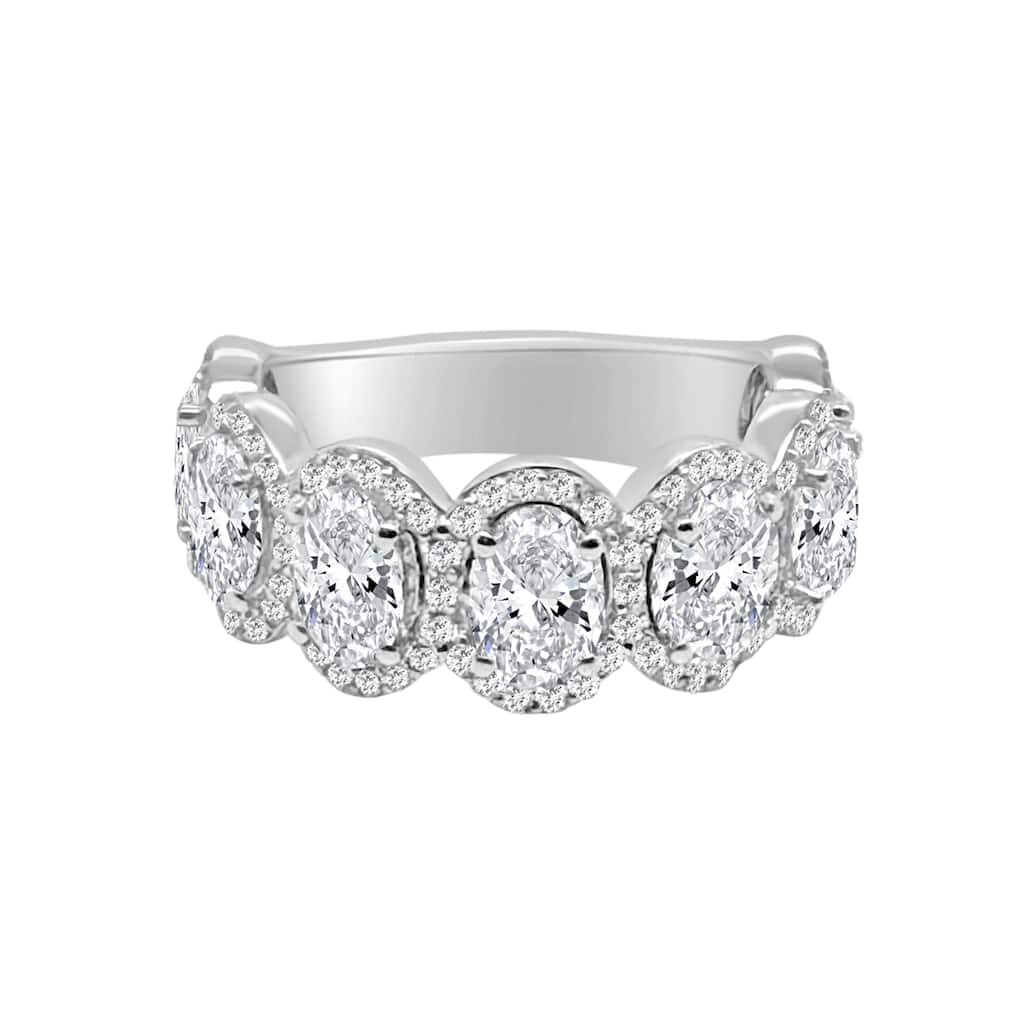 Auriya 14k Gold Lab Grown Oval Diamond Halo Eternity Band 4.26 ct. tw. (F-G, VS)