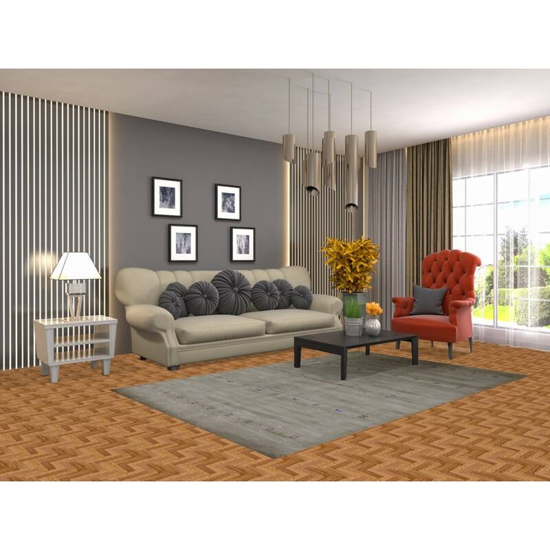 Hand Knotted Oriental 100% Wool Carpet Tribal Animal Pictorial Green Gabbeh Area Rug - 7' 8'' X 4' 11''