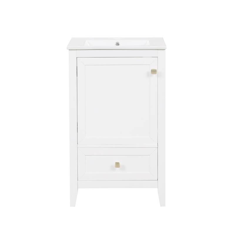 Bathroom Vanity with Top Sink, Vanity Cabinet with Soft Closing Door, Bathroom Vanity Set with Storage Rack and Drawer
