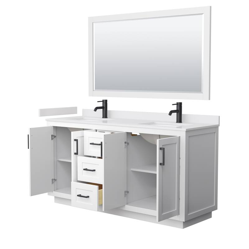 Miranda Bathroom Vanity Set, Cultured Marble Top, 58-Inch Mirror