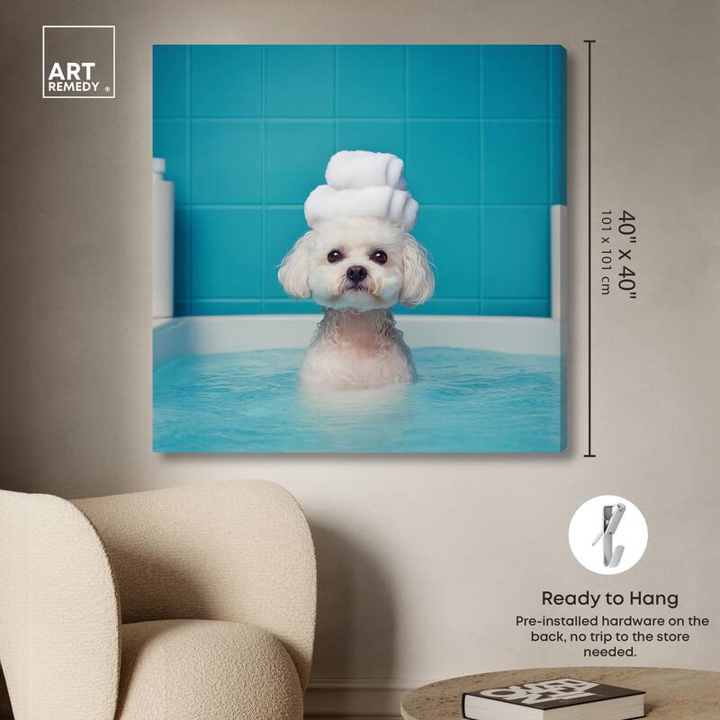 Fluff in the Tub Canvas by Art Remedy, Gallery Wrapped