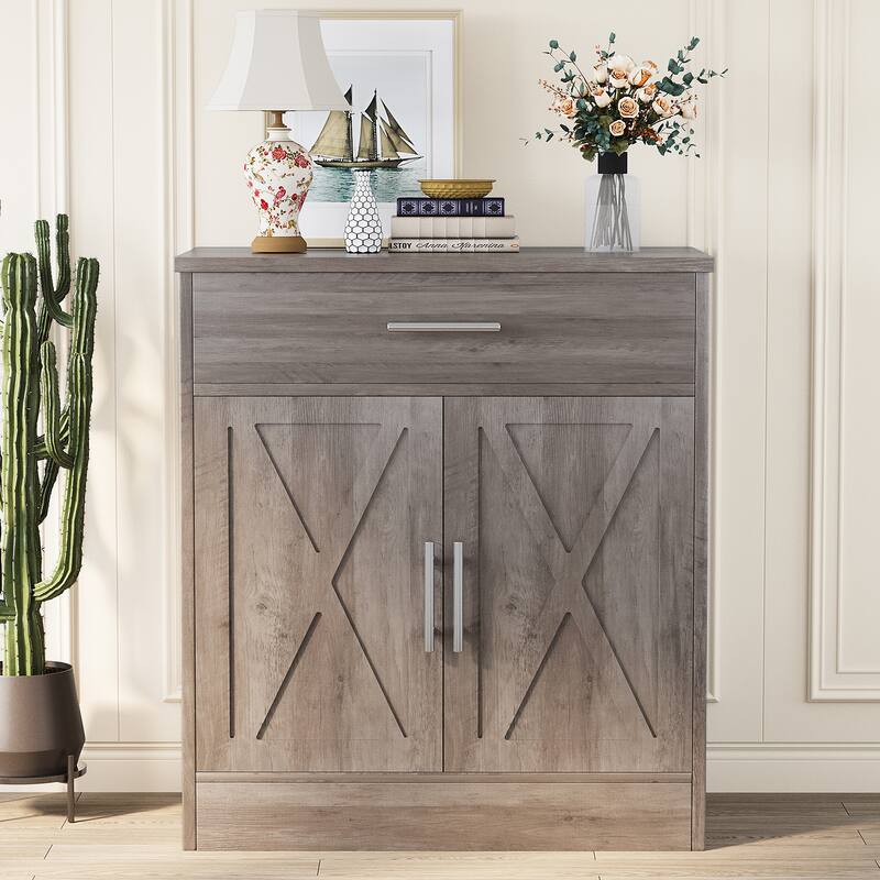 Futzca Sideboard Buffet Cabinet, Kitchen Storage Cabinet - No Shelf - Grey/Brown