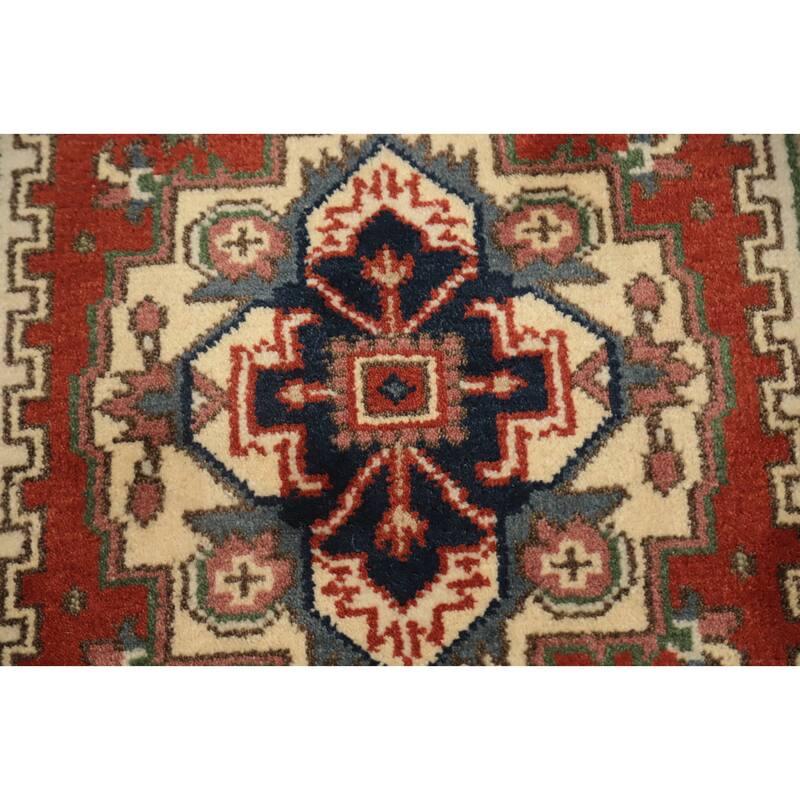 Hand Knotted Oriental 100% Wool Carpet Traditional Medallion Oranges & Rust Heriz (serapi) Area Rug - 5' 3'' X 2' 10''