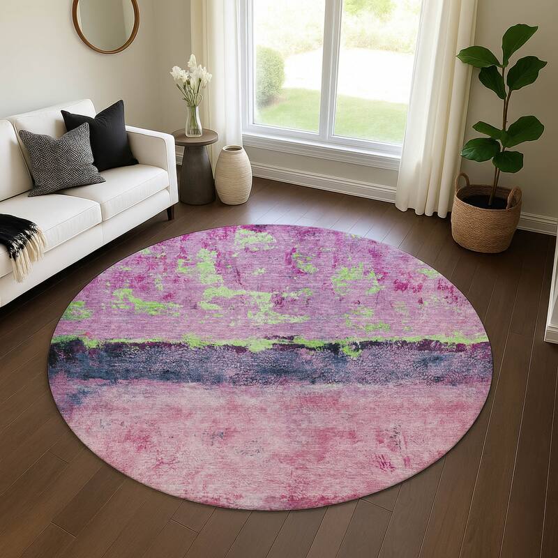Premium Washable Super Soft Abstract Ombre Mayfield Rug - Blush - 8' x 8'