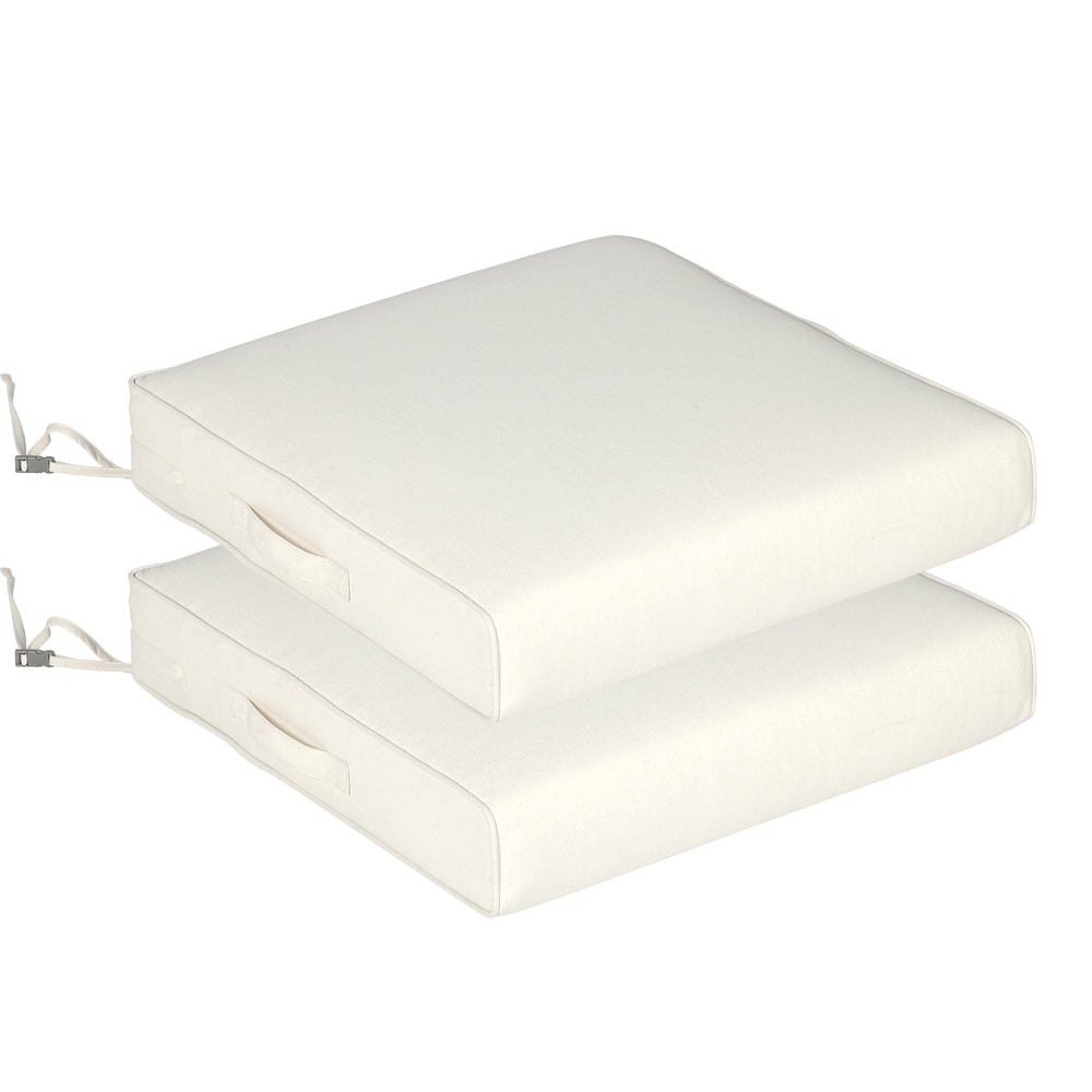 Aoodor Patio Chair Cushions Set of 2, Water Resistant Outdoor Seat Cushions with Handle and Ties, Square Corner Cushions