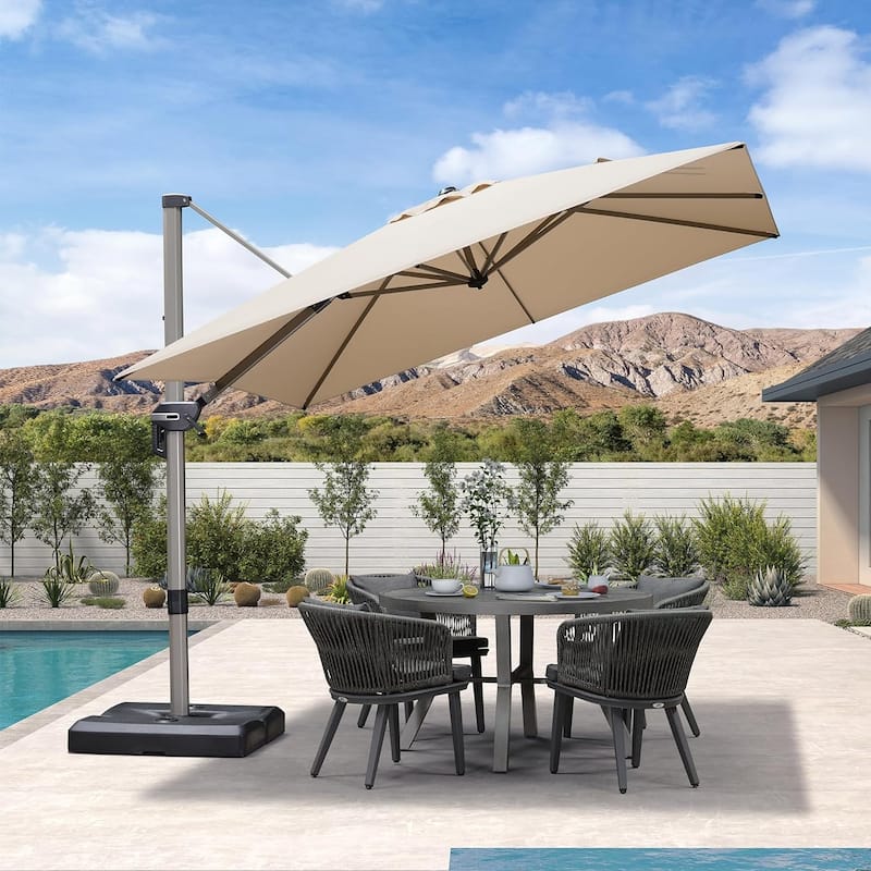 PURPLE LEAF 9 ft Patio Cantilever Umbrella Adjustable Offset Umbrella
