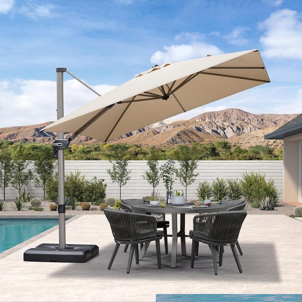 PURPLE LEAF 9 ft Patio Cantilever Umbrella Adjustable Offset Umbrella