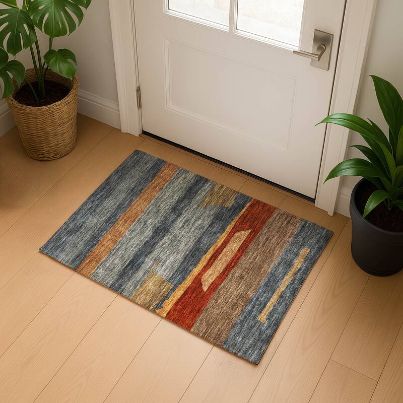 Premium Washable Super Soft Casual Contemporary Mayfield Rug - Blue - 1'8" x 2'6"