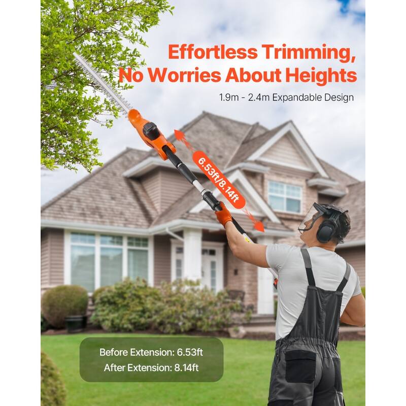 20V Cordless Electric Hedge Trimmer with 1200RPM Motor 20in Blade - 78.4in x 3.7in x 6.5in