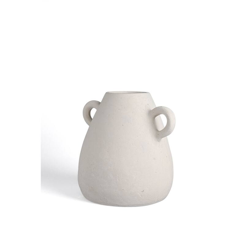Paper Mache Vase White Dia 8.66" - NATURAL WHITE - NATURAL WHITE