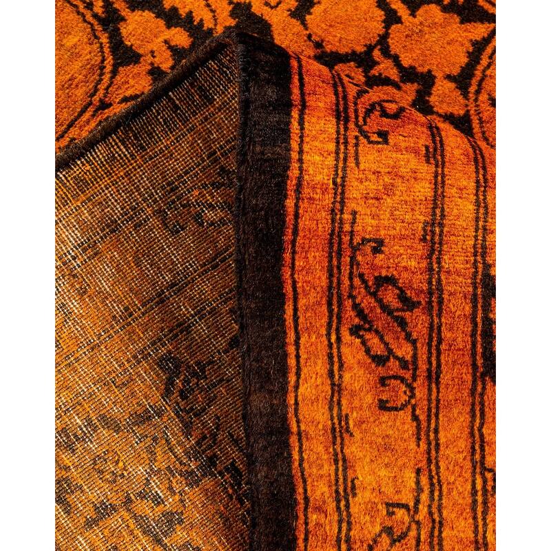 Overton Hand Knotted Wool Vintage Inspired Modern Contemporary Overdyed Gold Square Area Rug - 6' 1" x 6' 1"