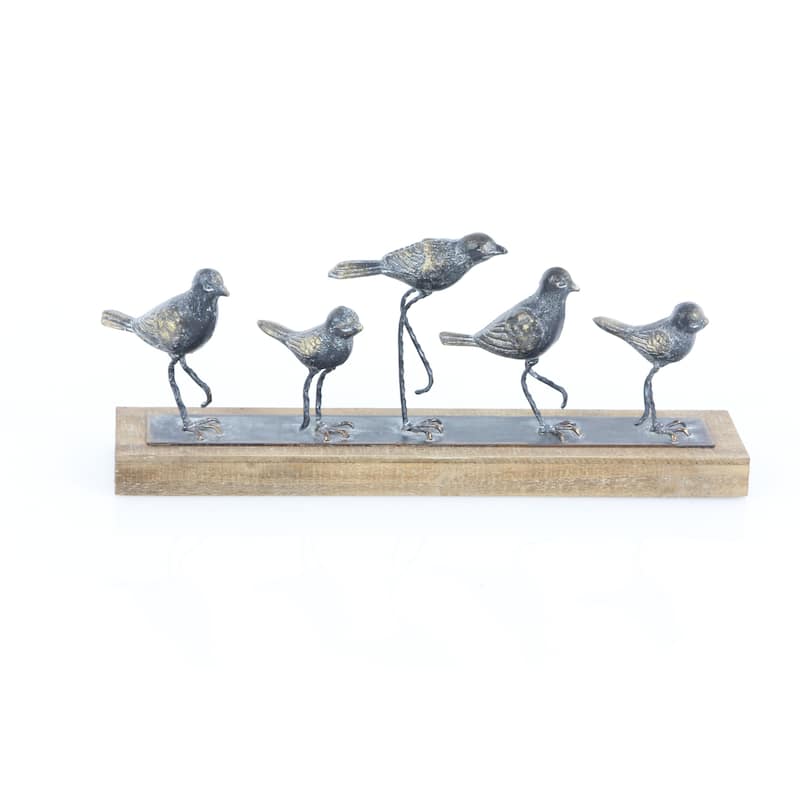 Grey Iron Farmhouse Sculpture Birds 7 x 18 x 4 - 18 x 4 x 7
