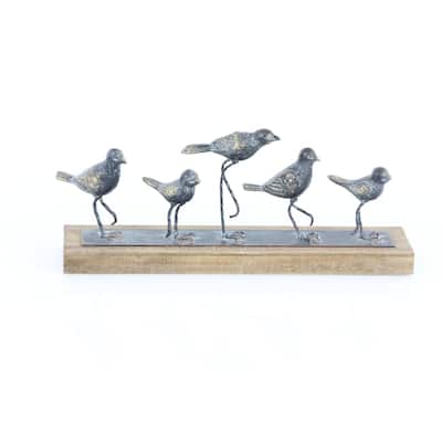 Metal Bird Sculpture - Gray - Roche River Decor - 4"W x 18"L x 7"H