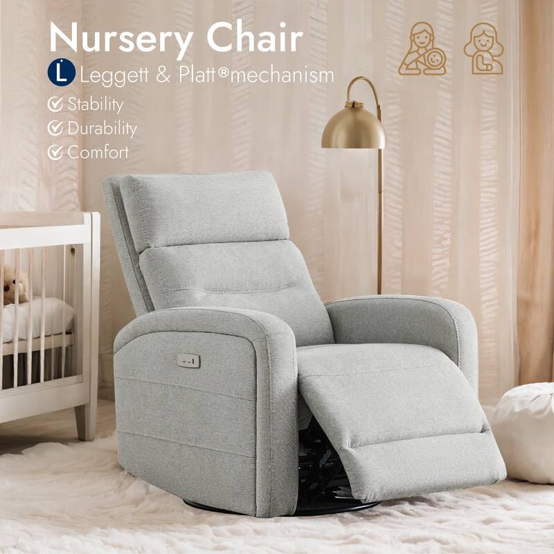 Spruce & Spring Cheryl Power Glider Swivel Rocker Recliner Chair Nursery Recliner
