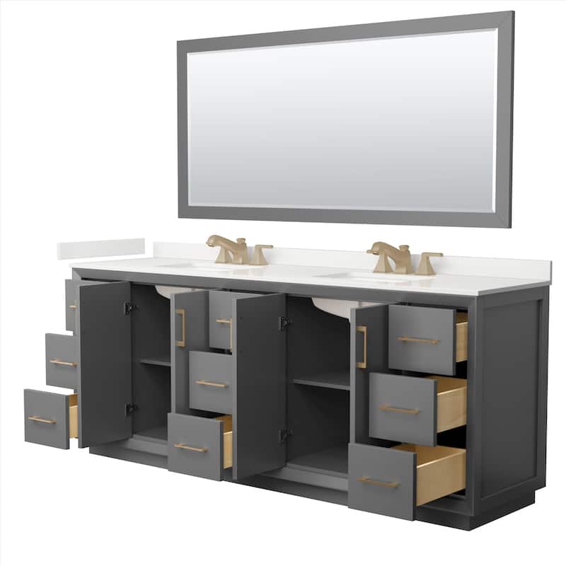 Strada 84-inch Double Vanity, Quartz Top, 70-inch Mirror