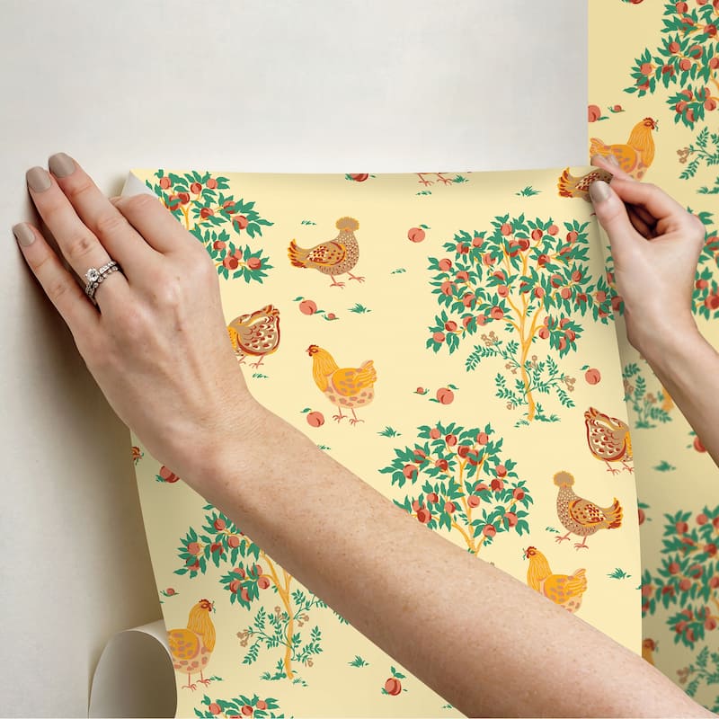 Hen House Butter Yellow Peel and Stick Wallpaper